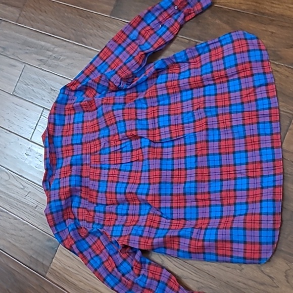 Talbots Vibrant Red & Blue Plaid Shirt size 3X - Picture 2 of 7